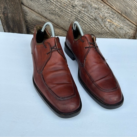 Johnston & Murphy Men's Size 9 M Brown Moc Toe Lace Up Leather Made in Italy - Picture 1 of 9